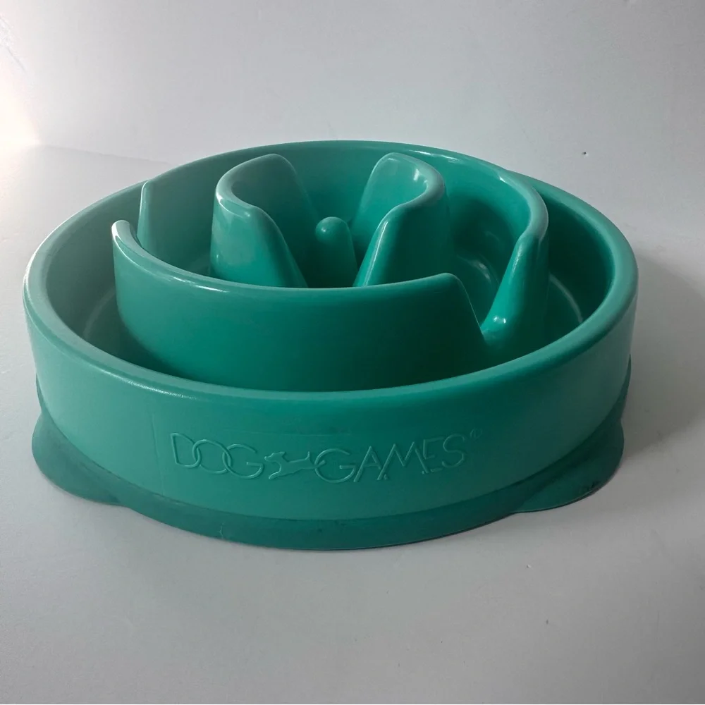 Slo-Bowl 10x Slower Feeder Dog Bowl Medium Teal 2-Cup For Food Portion Control
